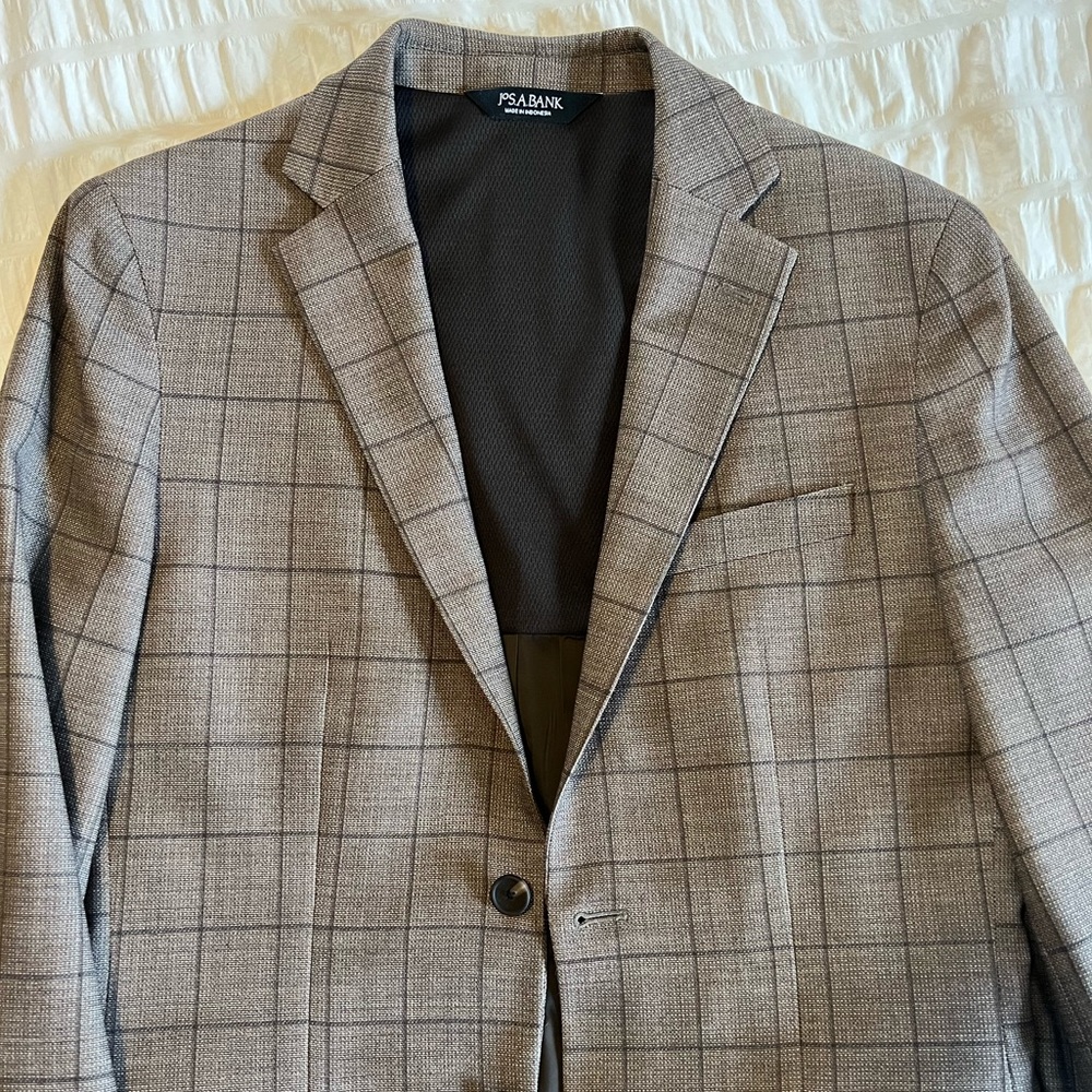 38R Slim Sport Coat/Jacket Brown Plaid